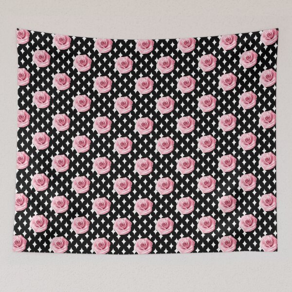 Aperçu de l'œuvre Pink White Black Silk Rose Floral Animal Stripe Pattern créée et vendue par digitalvintage.