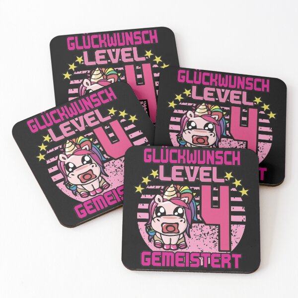 Artikelvorschau, 4. Geburtstag Einhorn level 4 gemeistert - Geschenkidee entworfen und verkauft von POD-Design.