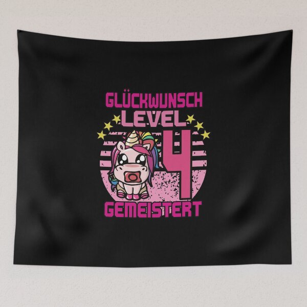 Artikelvorschau, 4. Geburtstag Einhorn level 4 gemeistert - Geschenkidee entworfen und verkauft von POD-Design.