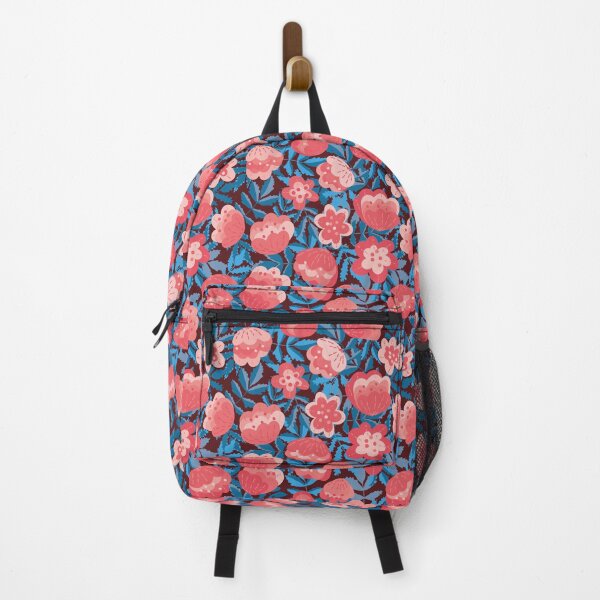 Item preview, pink and blue floral pattern designed and sold by rysunki-malunki.
