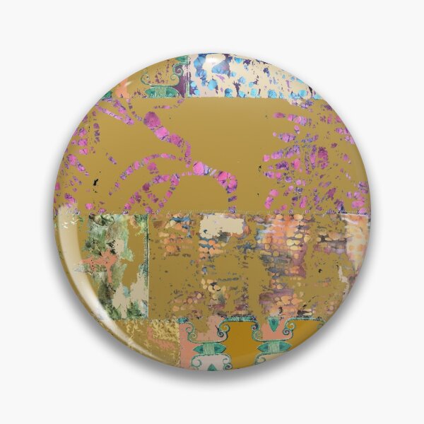 Item preview, Golden brown textiles, mixed media, fiber art, tan beige green blue purple pink designed and sold by djrunnels.