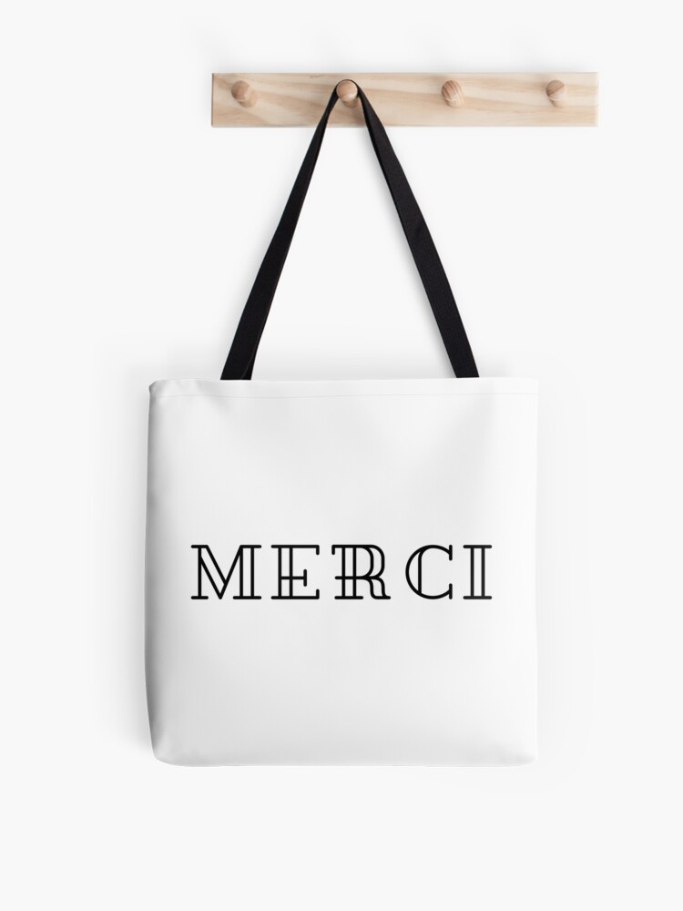 Merci, French word art with red heart Large Tote Bag