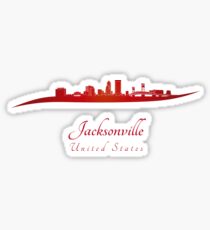 Jacksonville skyline in red Sticker