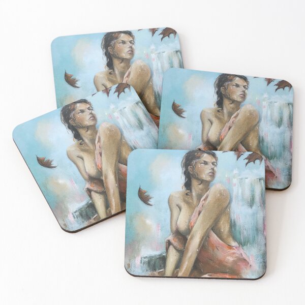 Item preview, Surreal Autumn Beauty, woman lingering at the waterfall. designed and sold by CarolineDenaro.