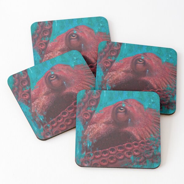 Item preview, Red Octopus Oil Painting JoelleCip designed and sold by JoelleCip.