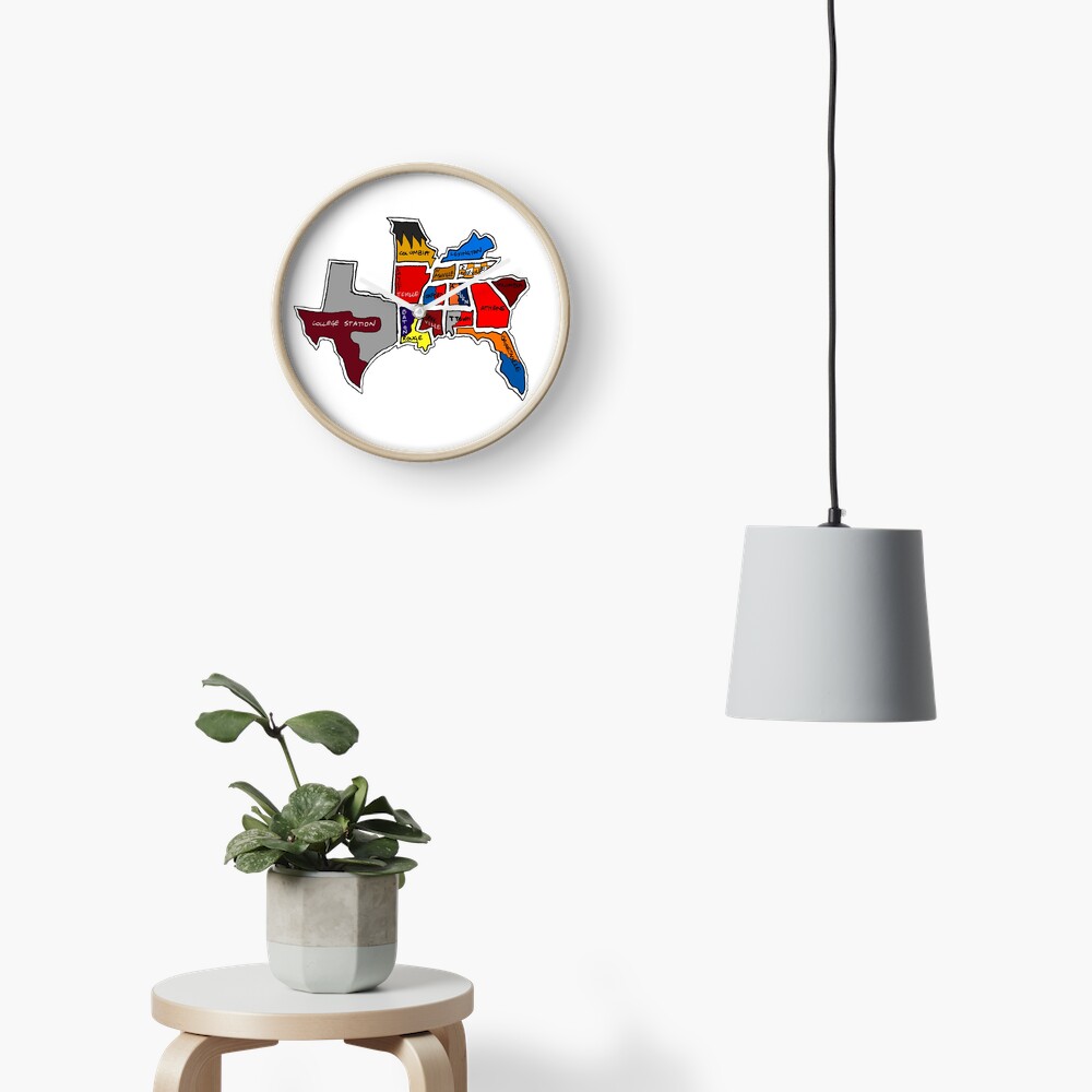 SEC South Eastern Conference With Cities Clock