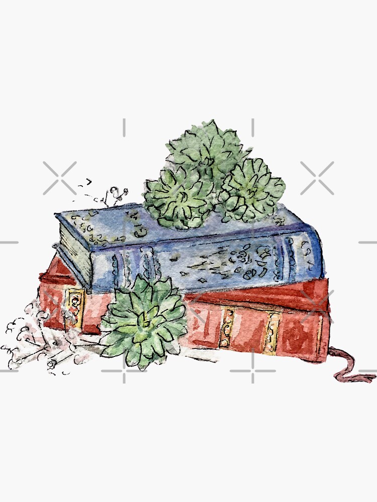 Stack of Vintage Books Illustration in Watercolor Sticker for Sale by  Regan Ralston