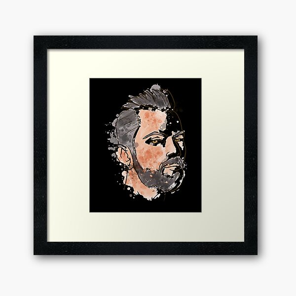 Portrait Mann Wasserfarben Gerahmter Kunstdruck