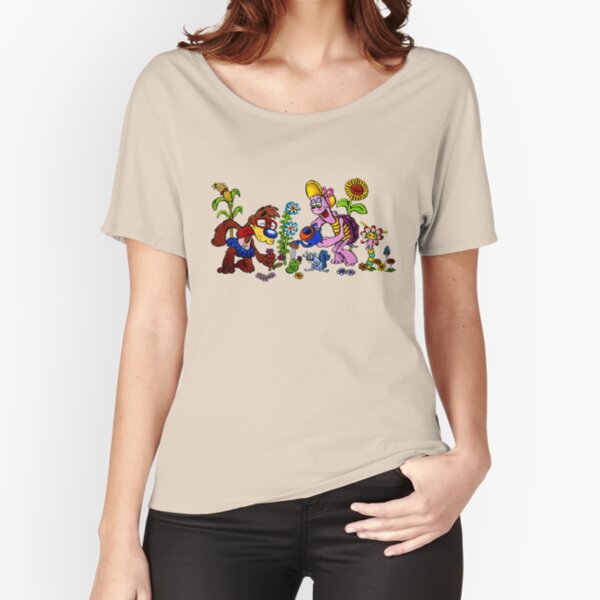 TonyToons Flower Garden Cartoon Relaxed Fit T-Shirt