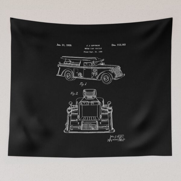 Artikelvorschau, Feuerwehrauto (Motorpumpentyp) Vintage Patent von 1938 entworfen und verkauft von ColorfulMystic.