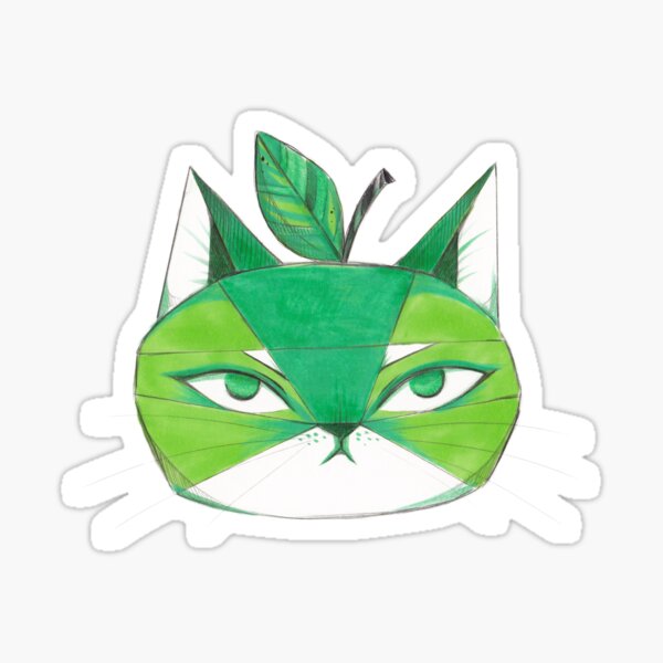 Item preview, Grincheux Green Cat Apple designed and sold by kattvalk.