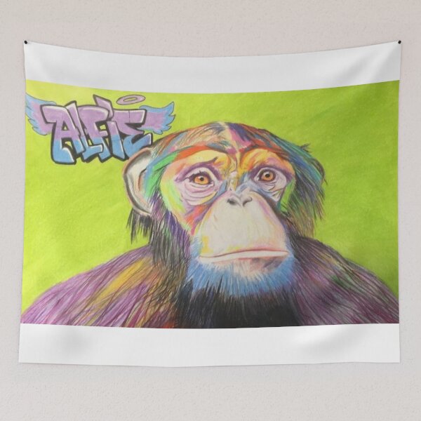 Item preview, Abstract pencil crayon sketch of a chimpanzee designed and sold by PaulBenbowArt.