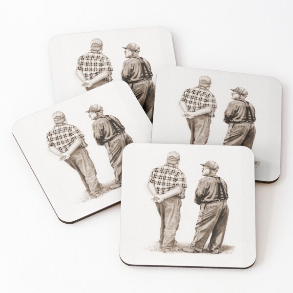 Item preview, Farmer Father and Son, Country Folk, Realism Pencil Drawing, Sepia designed and sold by JoyfulWhimsy.
