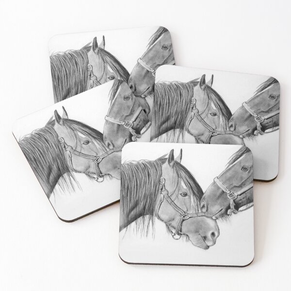 Item preview, Draft Horses Nuzzling, Pencil Drawing, Ranch, Equine Art, Horse Heads designed and sold by JoyfulWhimsy.