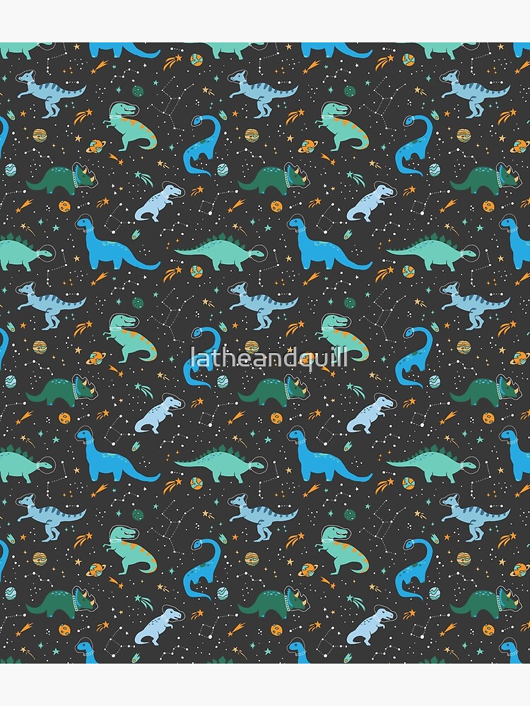 Space Dinosaurs in Blue by latheandquill