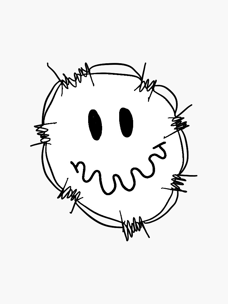 "Barbed Wire Smiley Face Sticker" Sticker by caretrue Redbubble