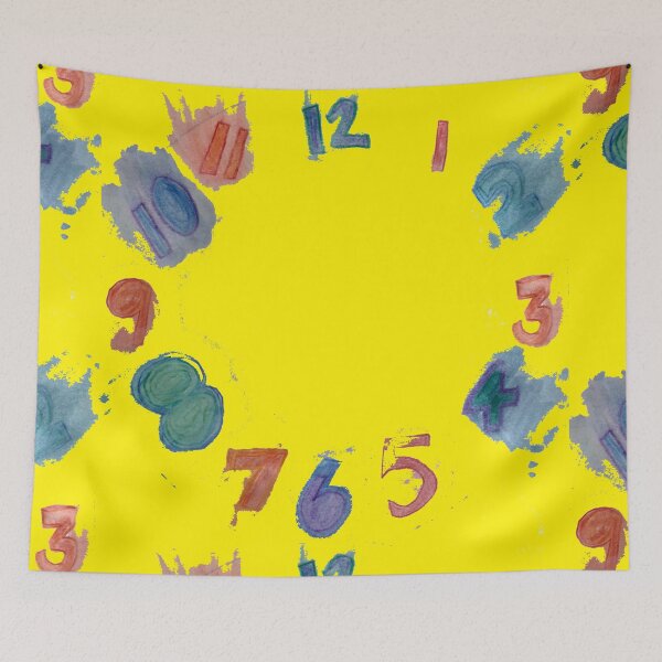 Item preview, Yellow Clock with Numbers, watercolor designed and sold by djrunnels.