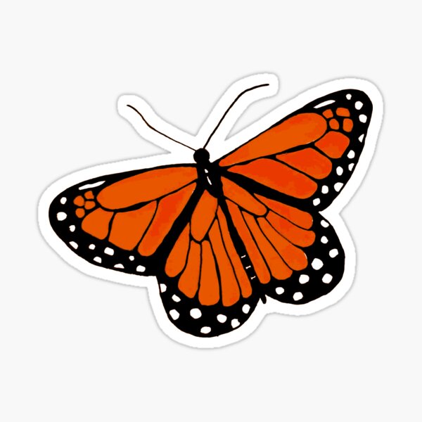 Orange wings, black stripes, and white dots Sticker