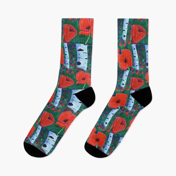 Item preview, Poppies Art, Poppies and Aspens, Red Flower designed and sold by MelidasArt.