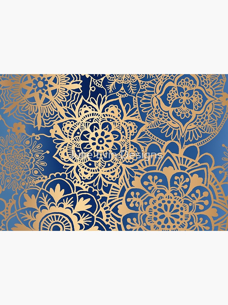 Blue and Gold Mandala Pattern by julieerindesign