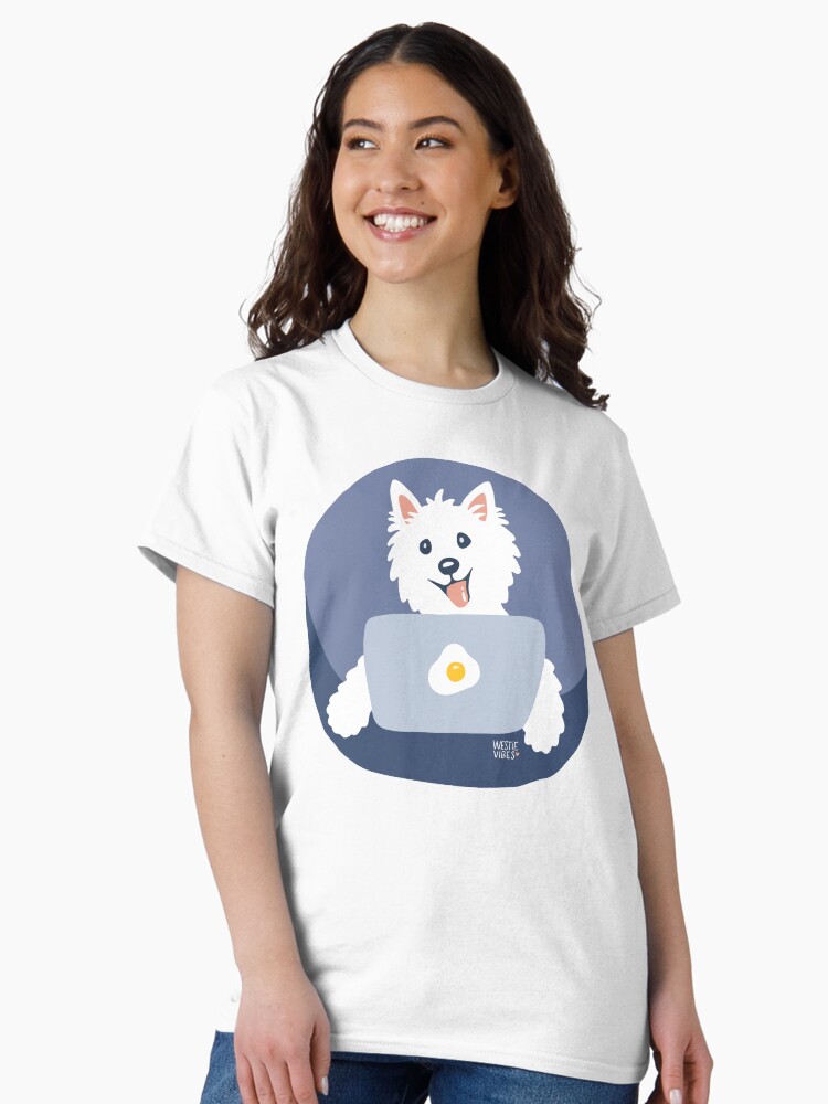 Thumbnail 2 of 7, Classic T-Shirt, Westie Dog Working From Home designed and sold by mirunasfia.
