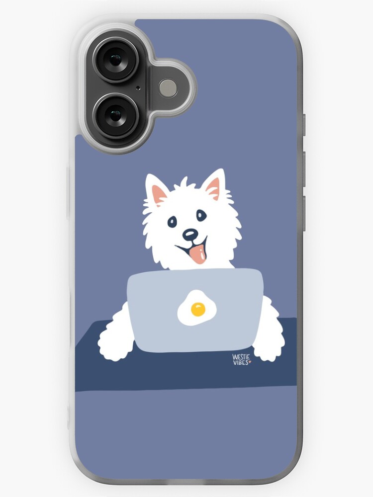Thumbnail 1 of 5, iPhone Case, Westie Dog Working From Home designed and sold by mirunasfia.