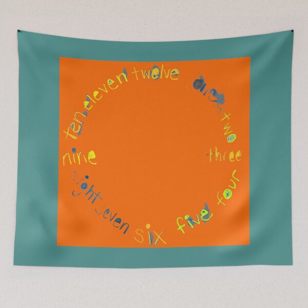 Item preview, Orange O'Clock with Numbers, watercolor in orange blue lime green yellow designed and sold by djrunnels.