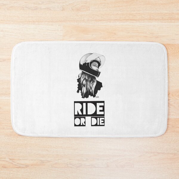 Item preview, RIDE OR DIE - Biker girl in motorcycle helmet with long flowing hair in a cloud of smoke designed and sold by MishfitMoto.