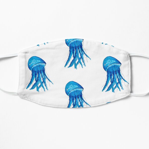 Blue Watercolor Jellyfish Flat Mask