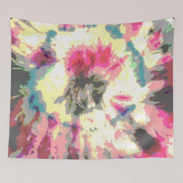 Item preview, tie dye pink and yellow sunburst designed and sold by MadmyrtleDesign.