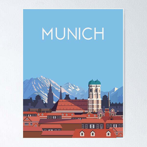 Item preview, Munich cityscape  travel poster designed and sold by Arctic frame studio.