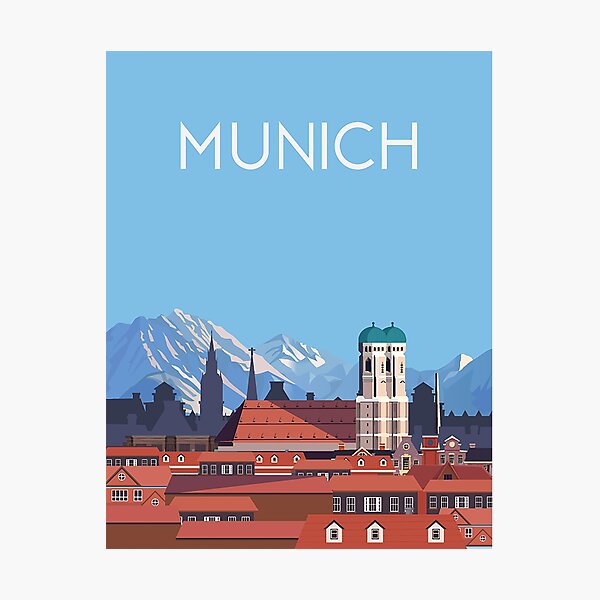 Munich cityscape travel poster Photographic Print