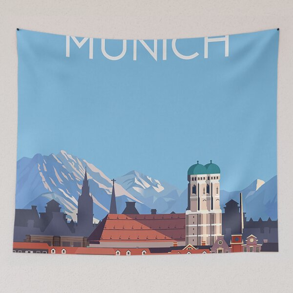 Item preview, Munich cityscape  travel poster designed and sold by Arctic frame studio.