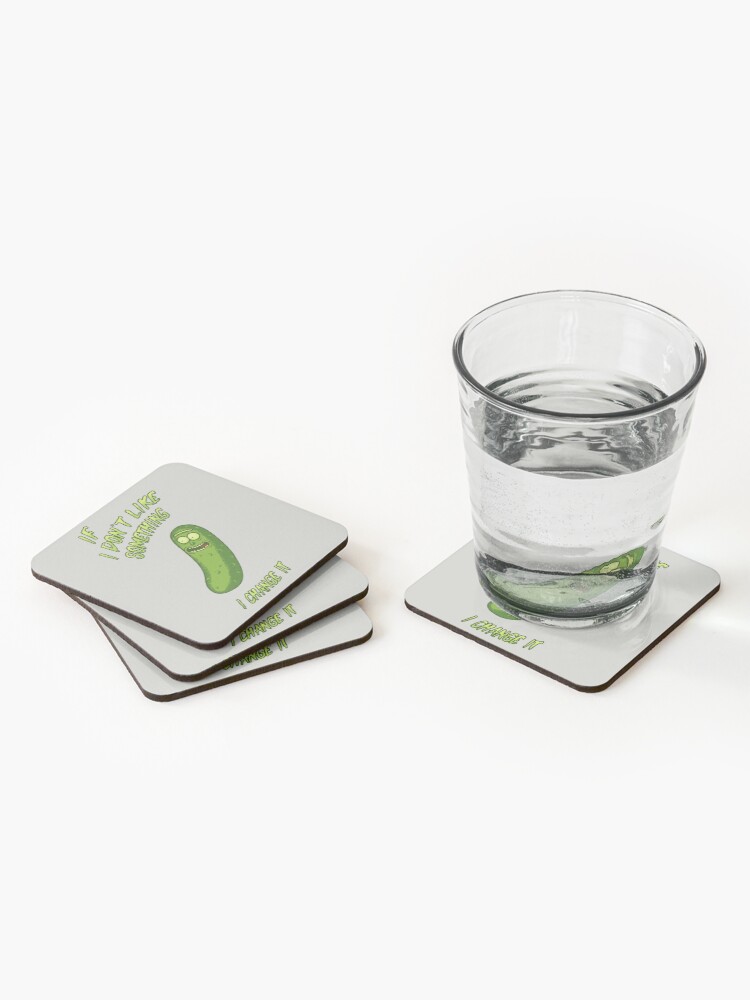 Alternate view of Pickle Rick - If I Don't Like Something - I Change It - Im a Scientist Coasters (Set of 4)