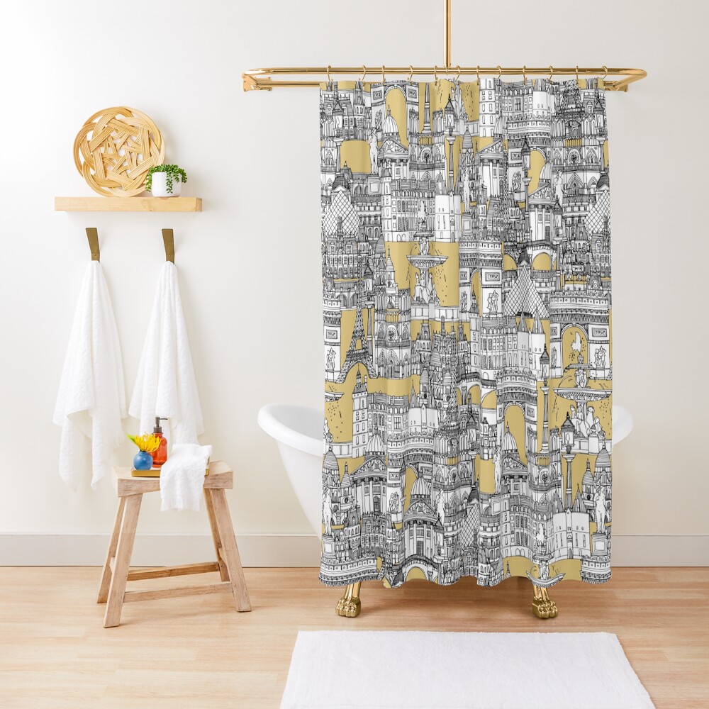 Paris toile gold Shower Curtain