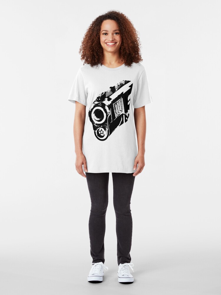 Alternate view of gun barrel Slim Fit T-Shirt