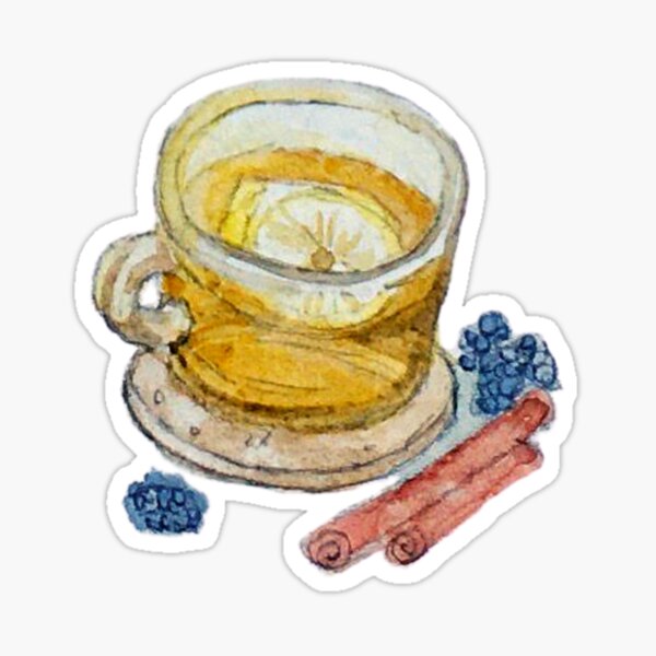 Vista previa del artículo con la obra «Té en taza de cristal con limón y especias sobre posavasos de corcho», diseñado y vendido por Regan Ralston.