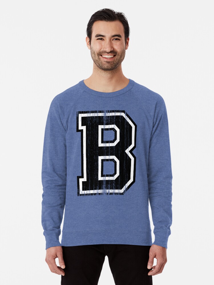 Monogram Light Blue Varsity College Initial B Sweatshirt