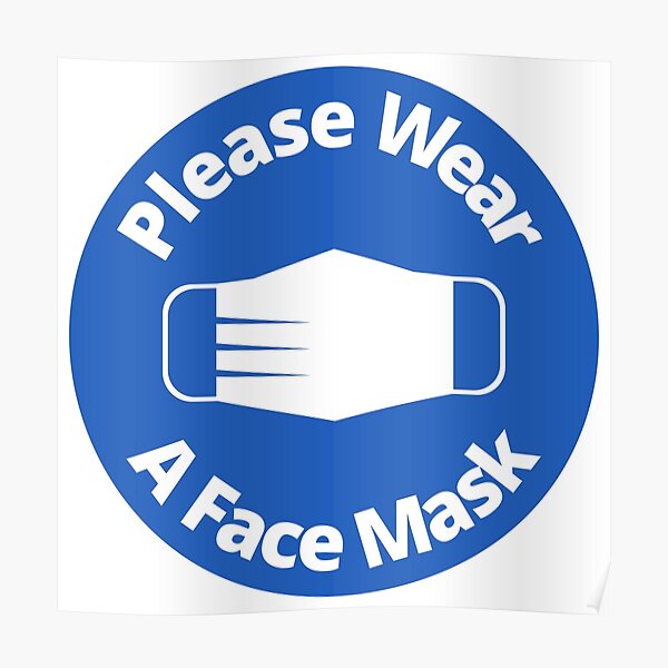 Download "Please Wear A Face mask - Rounded Sign, Blue and White ...
