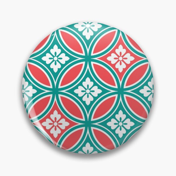 Item preview, Shippo with Flower Motif, Turquoise & Coral Orange  designed and sold by Marymarice.