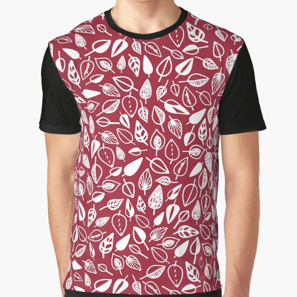 leaf pattern red and white Graphic T-Shirt