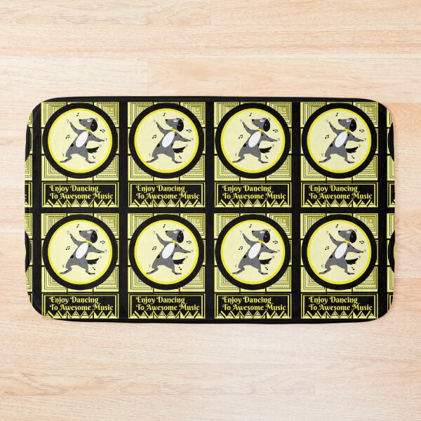 Item preview, Dog enjoying dancing to awesome music in a yellow circle surrounded by square tunnels designed and sold by AnnaBBS.
