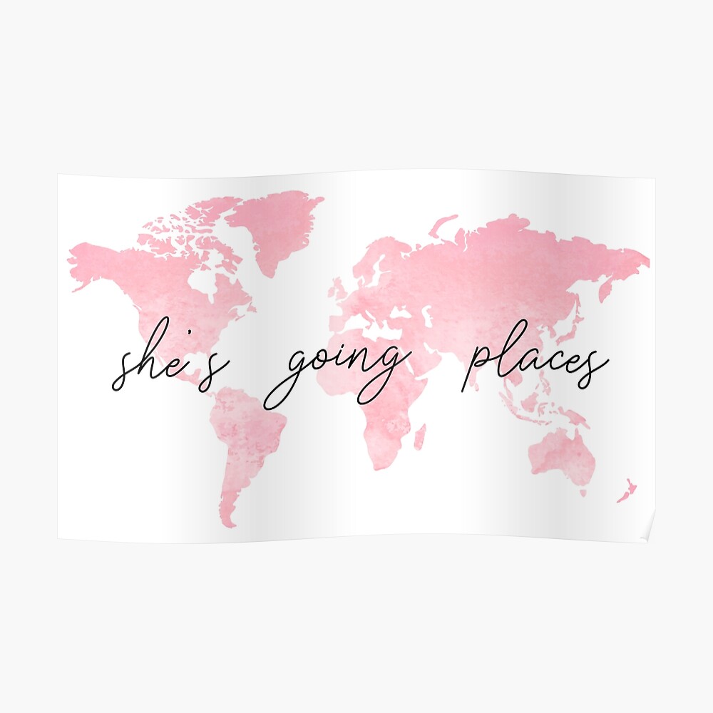 She S Going Places Pink Map She's Going Places Pink" Sticker By Lyoder728 | Redbubble