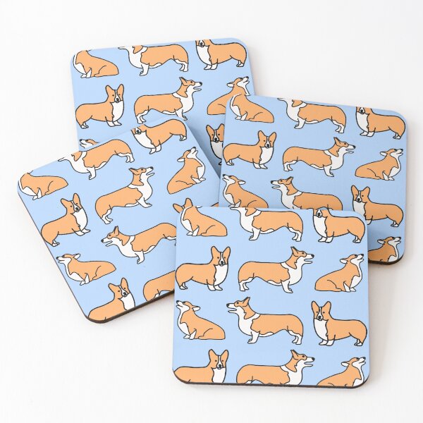 Item preview, Cute Corgi Pattern with Blue Background designed and sold by WildeandCo.