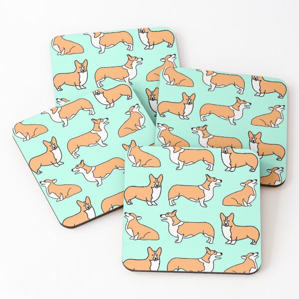 Item preview, Cute Corgi Pattern with Teal Background designed and sold by WildeandCo.