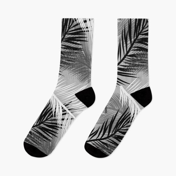 Artikelvorschau, Palm Leaf Print, Grau, Schwarz und Weiß entworfen und verkauft von Marymarice.