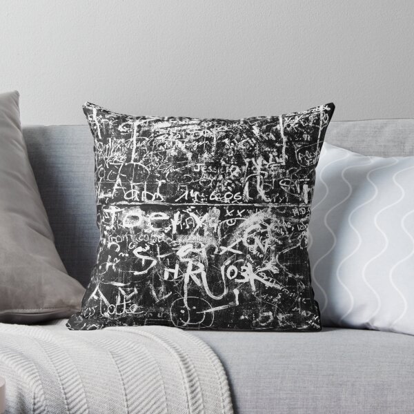 BW Graffiti Throw Pillow