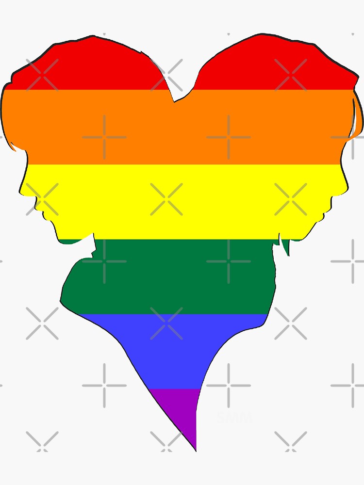 Two Female Rainbow Flag Pride Sign Silhouette Cameo Heart Rbssg Sticker By Sandyspider