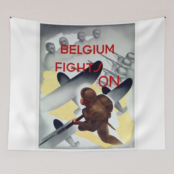 Item preview, Belgium Fights On -- WW2 Poster designed and sold by warishellstore.