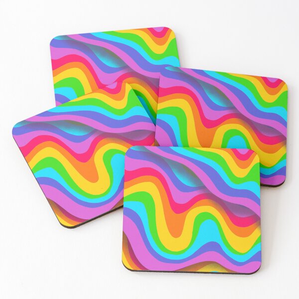 Rainbow Drippy Trippy Coasters (Set of 4)
